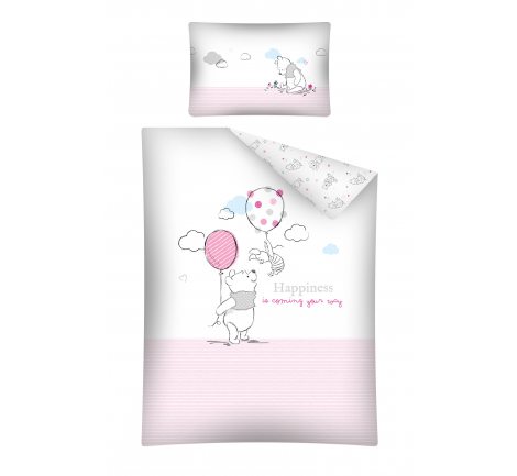 Pościel dziecięca z bawełny do łóżeczka -  Kubuś z Różowym Balonikiem - 100x135+ 40x60 - Wtp 26 A