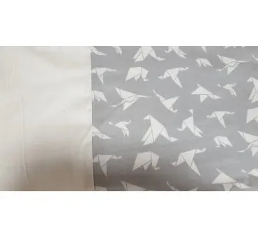 Pościel satynowa dwustronna - 200x220 +2/70x80 + 2/jaś - Origami - biały, szary - 18704/3 - Andropol