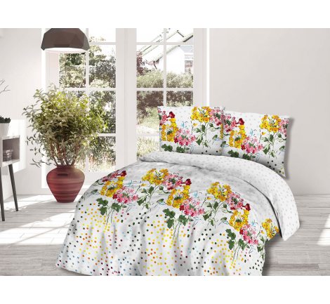 Kpl pościeli z  bawełny  - 160x200  - Kolorowe kwiatuszki -  Cottonlove 71407/1
