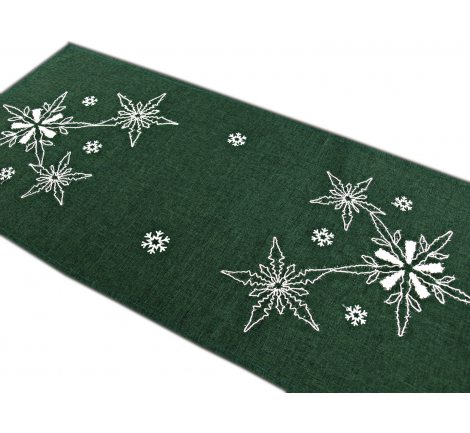 Bieżnik świąteczny  - Zielony, biała gwiazda  - 40x 85- 1878  boże narodzenie