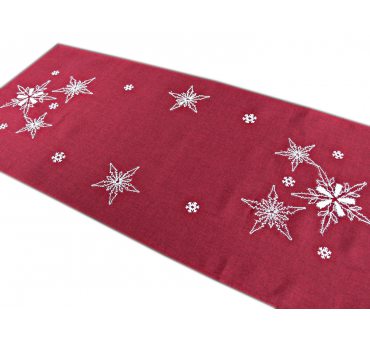 Bieżnik świąteczny  - Czerwony, biała gwiazda  - 55x120 - 1878  boże narodzenie  szal