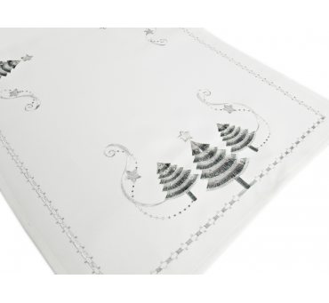 Bieżnik świateczny - srebrna choinka - 50 x 100 cm int 43166  white - boże narodzenie