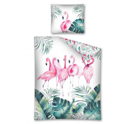 Pościel bawełniana - 160x200 + 70x80 - Flamingi - 2915 a