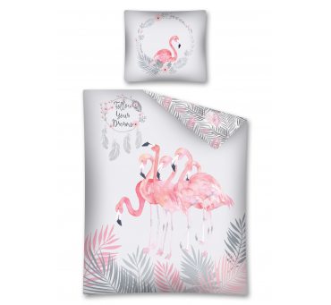 Pościel bawełniana - 160x200 + 70x80 - Flamingi - 2918 a