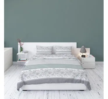 Pościel z flaneli - 220x200 - 3236  D- Popielate  Kwiatki  - Detexpol