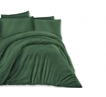 Jednobarwna pościel z satyny bawełnianej Dark Green 140x200 +70x80 Cizgili - zieleń butelkowa
