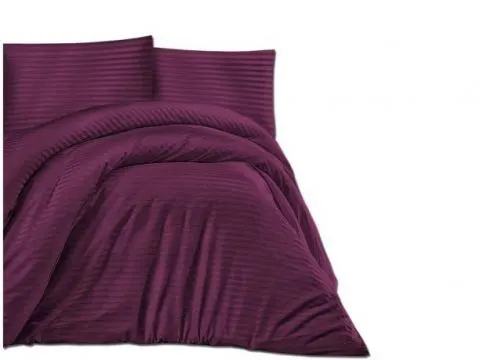 Jednobarwna pościel z satyny bawełnianej Cizgili violet śliwka -140x200 +70x80 Cizgili - fiolet śliwka