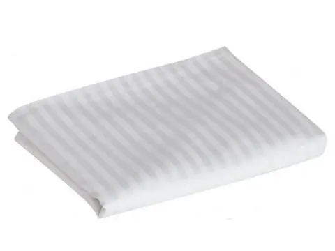 Poszewka satynowa Adamaszek Biała w paski - 70x80 cm - zakładka  - pasek 1 cm