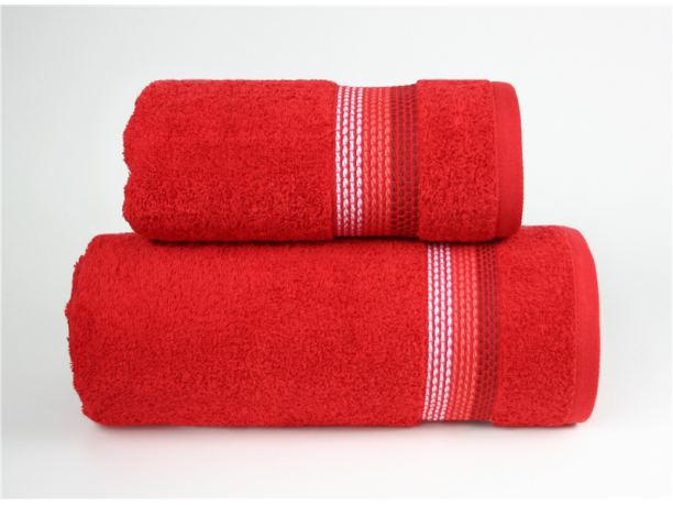 Ręcznik Ombre - 50x90 - czerwony z bordiurą - jednobarwny -  Fine Collection -  Greno
