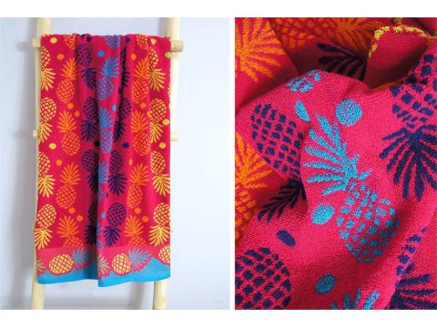 Ręcznik plażowy - 70x140 cm - kąpielowy - Ananas Różowy - Greno