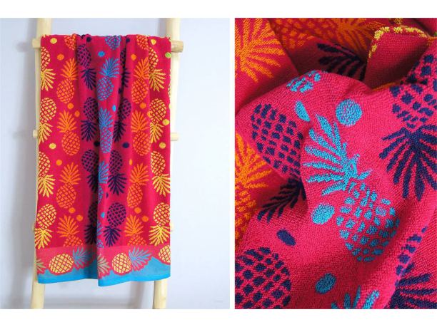 Ręcznik plażowy - 70x140 cm - kąpielowy - Ananas Różowy - Greno