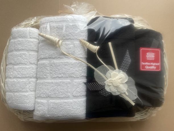 Komplet Ręczników IV Brick na prezent Tacka biały, czarny - Greno