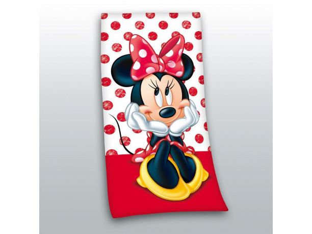 Ręcznik Plażowy licencyjny 70x140 cm Myszka Minnie STC 02 czerwony  Disney