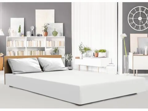 Prześcieradło Premium Jersey elastan 90x200 z gumką biały Luxury