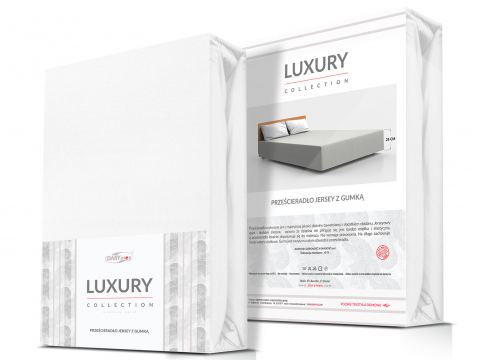 Prześcieradło Premium Jersey elastan 180x200 z gumką biały Luxury