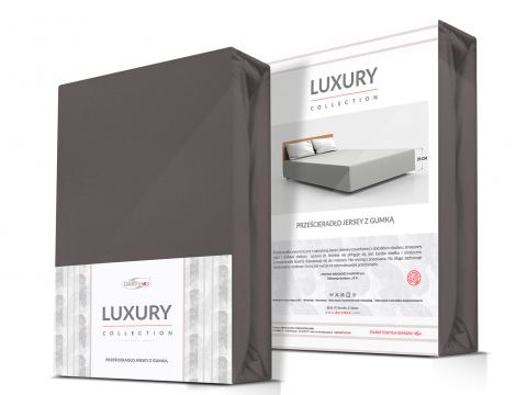 Prześcieradło Premium Jersey elastan 90x200 z gumką luksusowe Antracyt Luxury