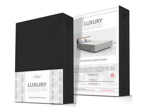 Prześcieradło Premium Jersey elastan 140x200 z gumką luksusowe Czarny Luxury