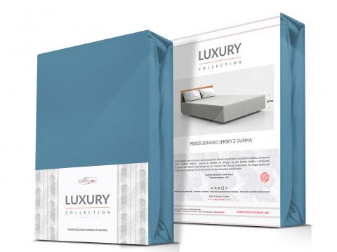 Prześcieradło Premium Jersey elastan 90x200 z gumką luksusowe Blue Luxury Niebieski