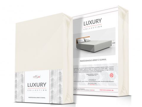 Prześcieradło Premium Jersey elastan 90x200 z gumką luksusowe Ecru Luxury Jasny krem