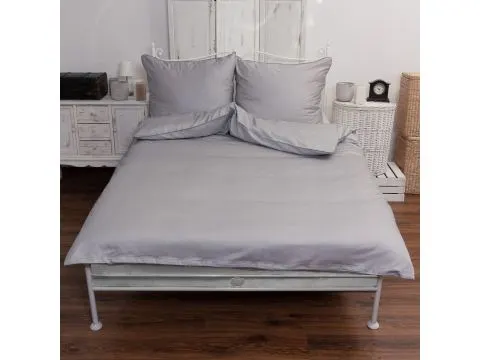 Pościel satynowa jednobarwna exclusive Monako z lamówką 160x200 +2/70x80 jasny popiel andropol