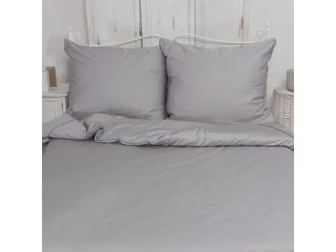 Pościel satynowa jednobarwna exclusive Monako z lamówką 200x220 +2/70x80 jasny  popiel andropol