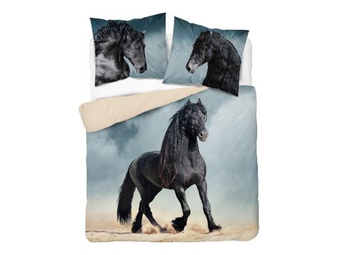 Pościel z bawełny 160x200 3925 A koń fryzyjski Nature Holland  holenderska 3D