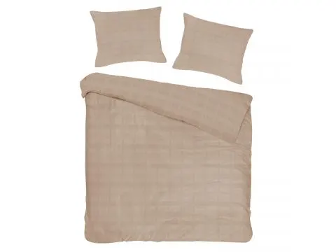 Satyna bawełniana Marsela 160x200 +2/70x80 light brown jednobarwna krateczka satynlove exclusive