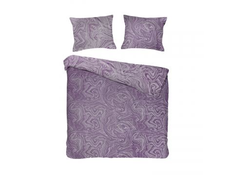 Pościel żakardowa 220x200 +2/70x80 marble purple cottonlove jacquard  bawełna fiolet