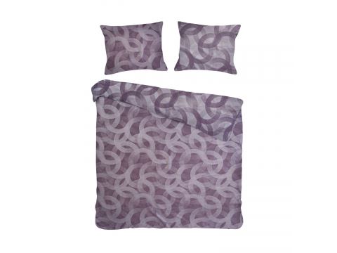 Pościel żakardowa 160x200 +2/70x80 spoty purple cottonlove jacquard bawełna fiolet