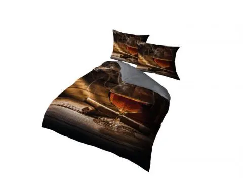Pościel satynowa 160x200 +2/70x80 z mikrowłókna magic collection 4220 a 3D  brandy