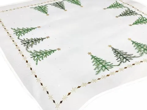 Bieżnik świąteczny biały 85x85 cm int 1196 zielona choinka boże narodzenie 1 szt