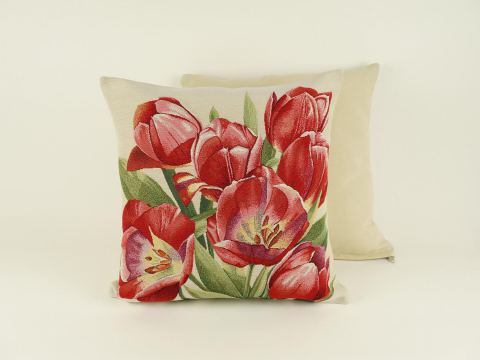 Poszewka dekoracyjna gobelinowa czerwone tulipany nr 113 SlodkieSny  45x45 cm gobelin