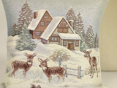 Poszewka świąteczna gobelinowa sarenki zimą nr  271  SlodkieSny  45x45 cm gobelin