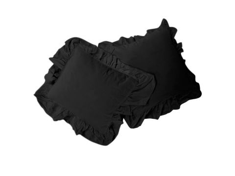 Komplet poszewek bawełnianych 2x40x40 z falbanką black limasso  jednobarwna czarny
