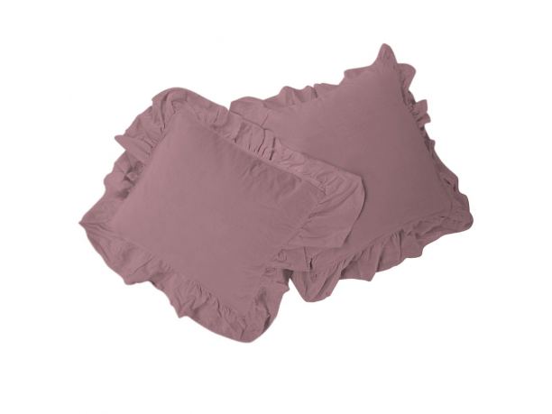 Komplet poszewek bawełnianych 2x40x40 z falbanką pale mauve  limasso  jednobarwna