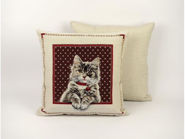 Poszewka dekoracyjna gobelinowa Kot SlodkieSny  45x45 cm gobelin kotek w ramce
