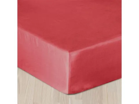 Prześcieradło z satyny bawełnianej z gumką 160x200 czerwone   029