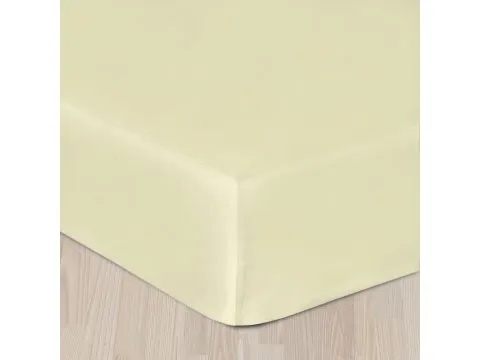 Prześcieradło z satyny bawełnianej z gumką 160x200 kremowe   155