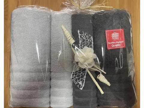 Komplet ręczników Alexa 2/70x130 + 2/50x90 upominek jasny popiel ciemny popiel