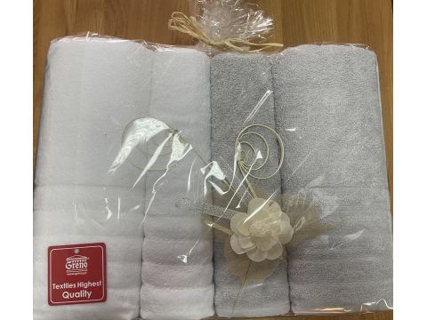 Komplet ręczników Alexa 2/70x130 + 2/50x90 upominek biały jasny popiel