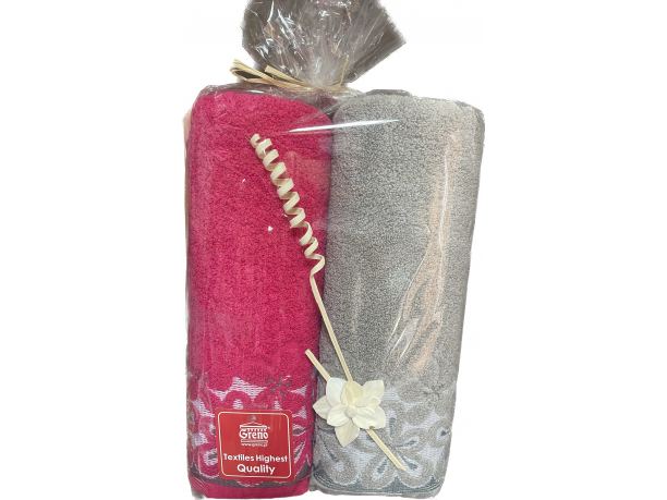 Komplet ręczników II - Bella 2/70x140 - popielaty, fuksja upominek na prezent