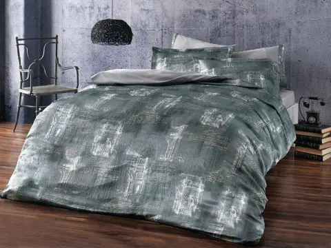 Ekskluzywna pościel satynowa Marselis Grey 200x220 Tivolyo Wrinkle
