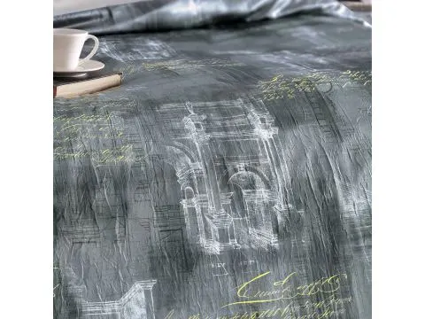 Ekskluzywna pościel satynowa Marselis Grey 200x220 Tivolyo Wrinkle