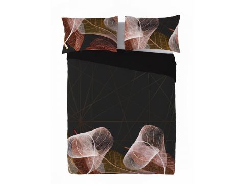 Pościel satynowo – bawełniana 160x200 +2/70x80 rude liście satyna prestige 15