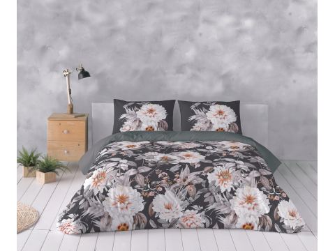 Pościel satynowo – bawełniana 160x200 +2/70x80 białe astry  satyna prestige 11