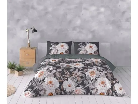 Pościel satynowo – bawełniana 160x200 +2/70x80 białe astry  satyna prestige 11