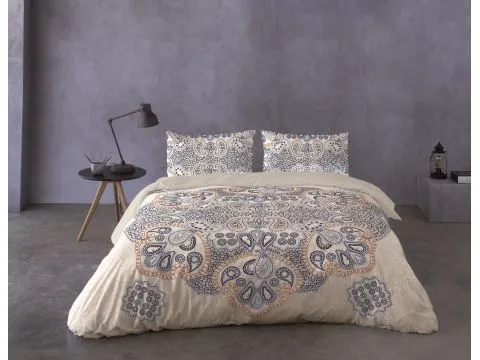 Pościel satynowo – bawełniana 160x200 +2/70x80 niebieska fantazja satyna prestige 08