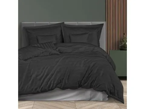 Pościel bambusowa Stripe black 140x200 + 1/70x80 + 2/40x40 satyna bawełniana Bamboo paski czarne