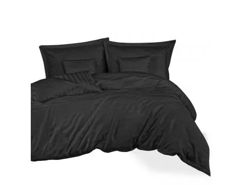 Pościel bambusowa Stripe black 140x200 + 1/70x80 + 2/40x40 satyna bawełniana Bamboo paski czarne