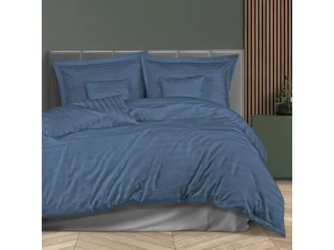 Pościel bambusowa Stripe chaber 140x200 + 1/70x80 + 2/40x40 satyna bawełniana Bamboo paski chabrowe pudełko